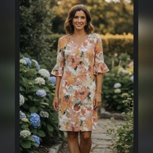 Cato Like New Floral Ruffle Sleeve Dress
